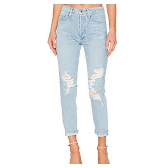 Agolde Denim - Agolde High Rise Classic in Ever More Size 26 Distressed Light Wash Revolve